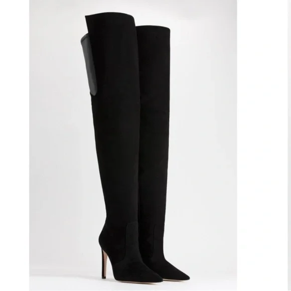 Good American 🖤 The Emma Boot | Suede Black | Size 5 | NEW - Picture 2 of 12